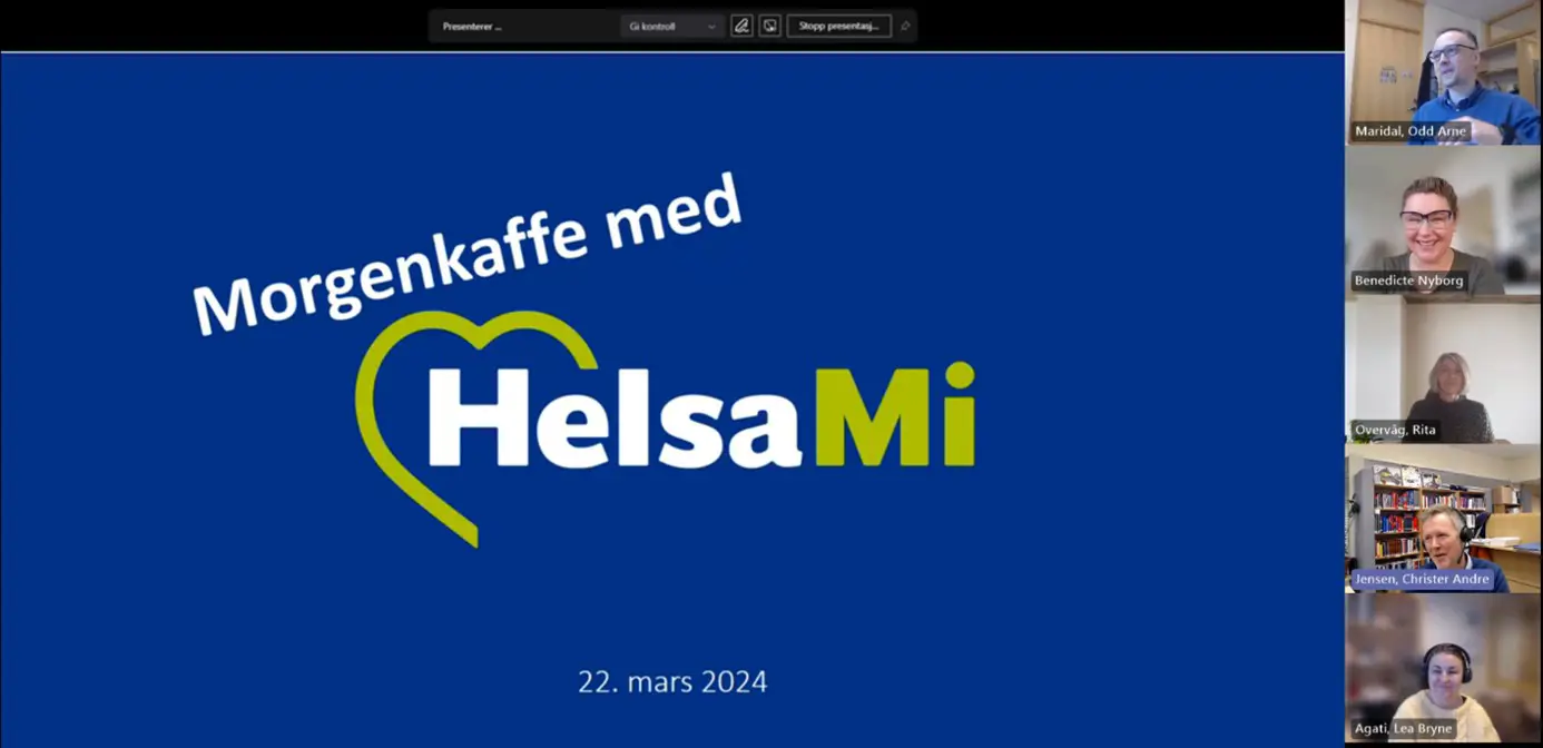 Skjermdump fra møteserien Morgenkaffe med HelsaMi