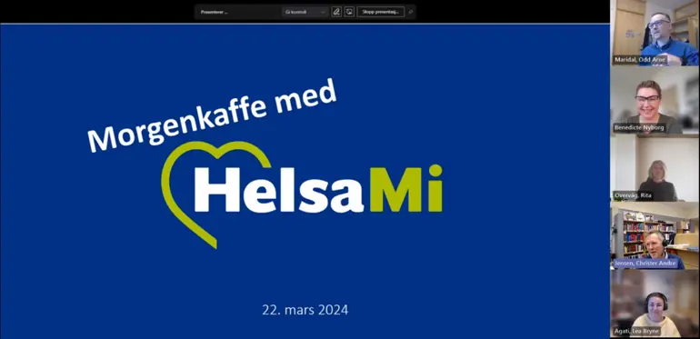 Skjermdump fra møteserien Morgenkaffe med HelsaMi