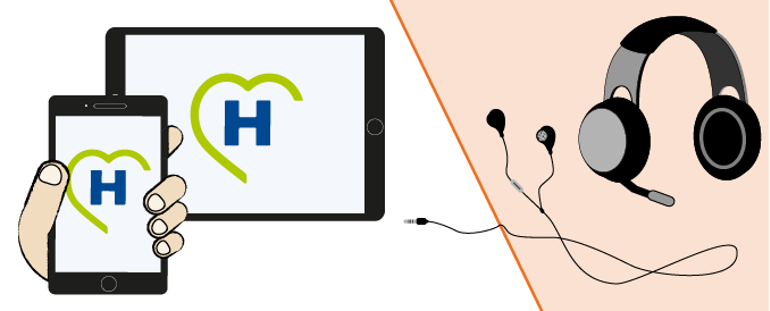 Smarttelefon nettbrett øreplugger og hodetelefoner