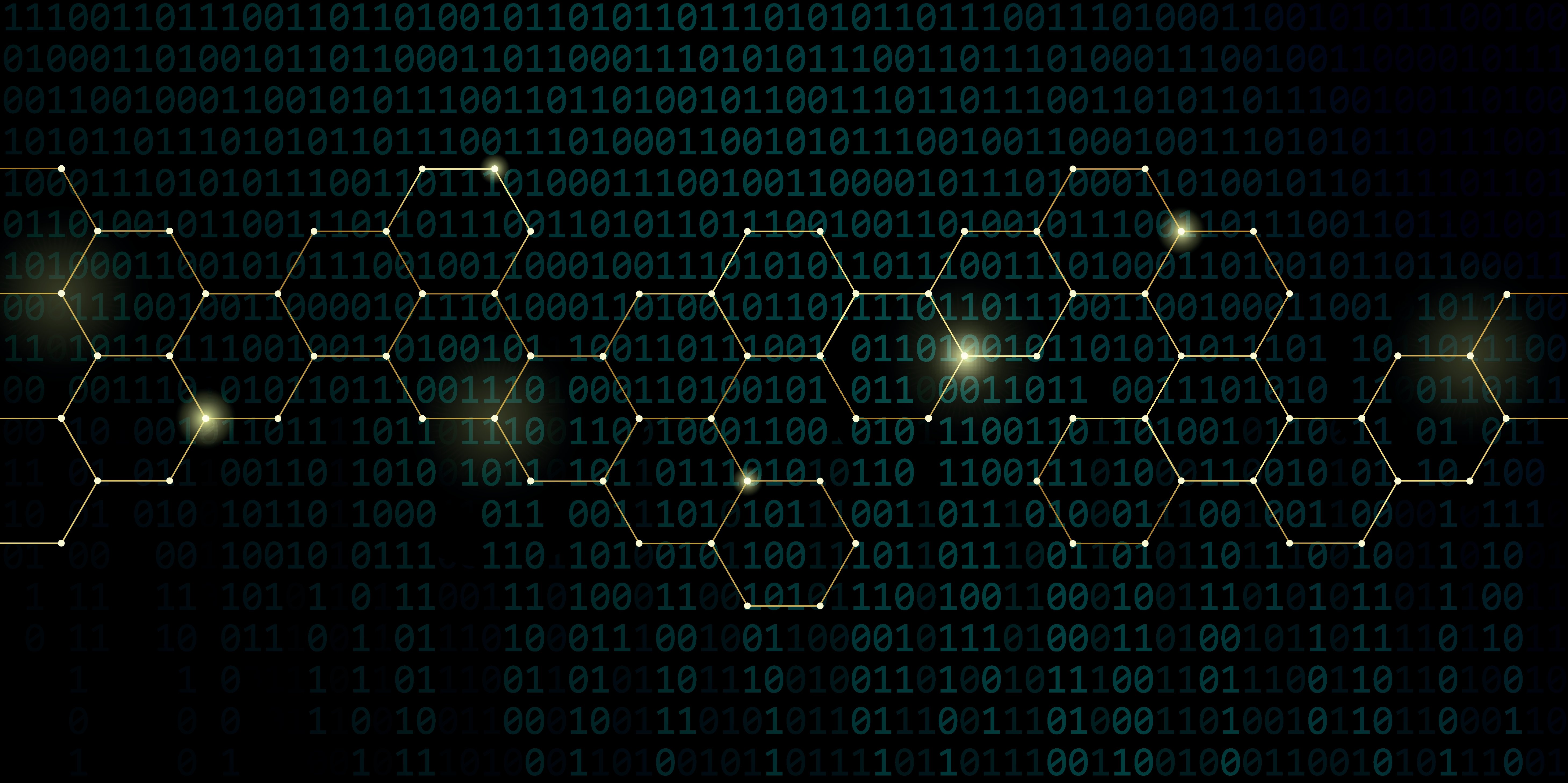 Mørk bakgrunn med tosifrede datakoder i forgrunnen