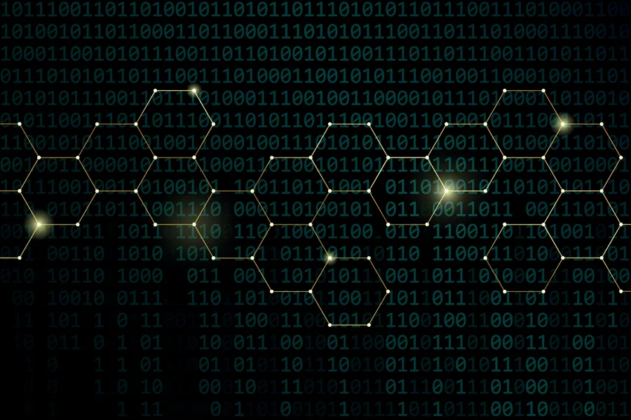 Mørk bakgrunn med tosifrede datakoder i forgrunnen