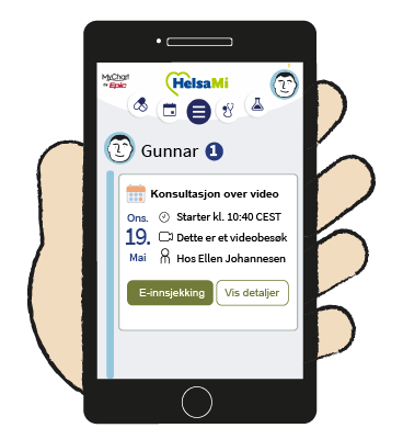 Smarttelefon skjermbilde med timeinnkalling
